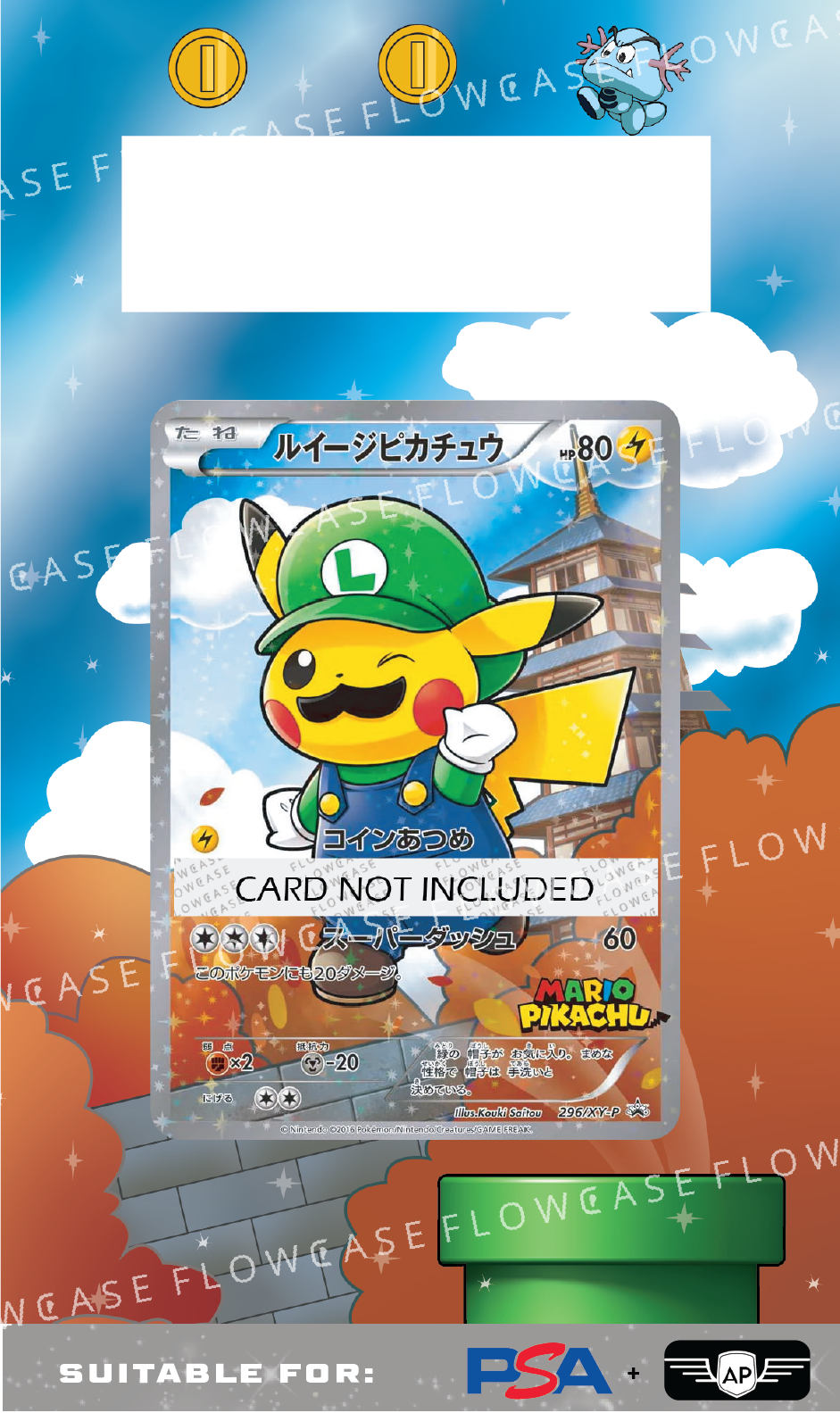 Custom Art Work Graded Card Case - Luigi Pikachu