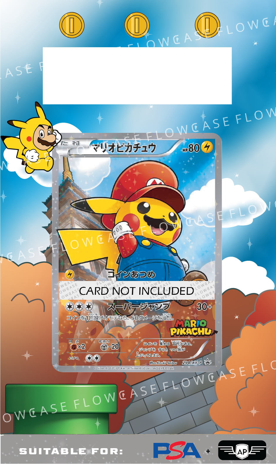 Custom Art Work Graded Card Case - Mario Pikachu